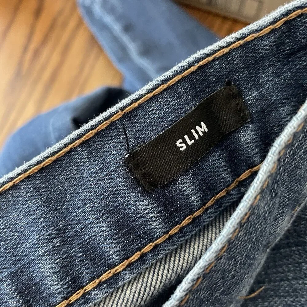 J.Crew Mercantile Men 30X30 Blue Medium Wash Denim Mid Rise Slim Fit Flex Jeans